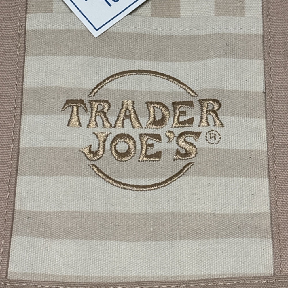 New Trader Joe's Mini tan summer 2026 Striped Canvas Tote Bag - Picture 3 of 5